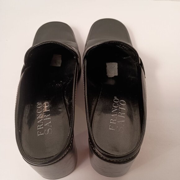 Franco Sarto Black Leather Penny Loafer Mules, 3" Block Heel Size 8.5 - Picture 7 of 10